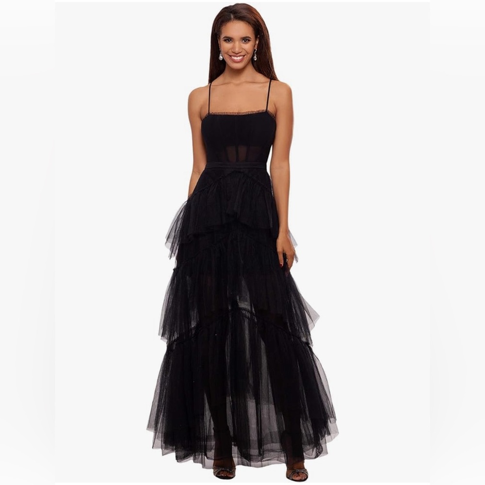 Long Black corset dress , Betsy and Adam